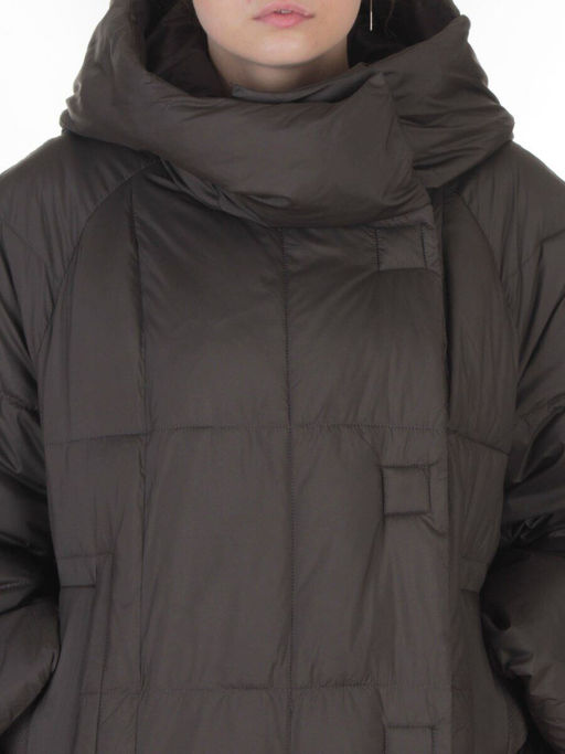 8892 GRAY/BROWN Пальто зимнее женское (200 гр. холлофайбер)