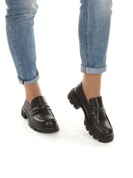 03-C1818-1 BLACK Лоферы женские (натуральная кожа)