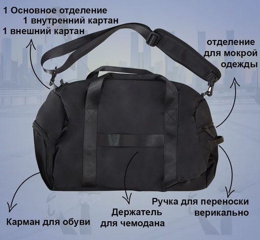 Сумка спортивная LOREX SPORT BAG OUTBOUNDS TOTAL BLACK 45x23x25 см черный твилл, универсальная - Family фото 3