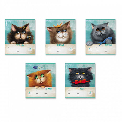 АКЦИЯ Цена за 10 шт. Тетрадь школьная ученическая ErichKrause Funny Cats, 18 листов, клетка (в плёнке по 10 шт.)_MIX-PACK  фото 13