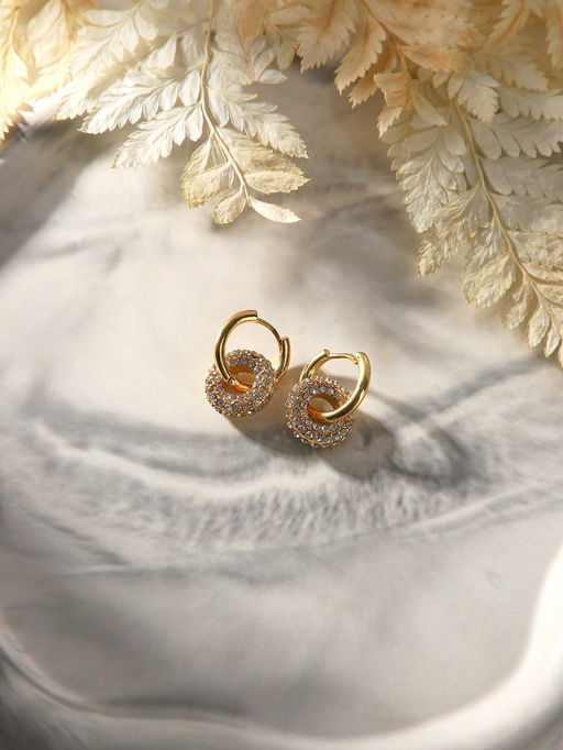 Серьги со съёмным элементом Трансформер круги, цвет золото с серебром