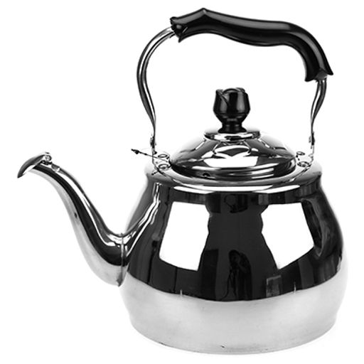 "Розочка" Чайник из нержавеющей стали 3л, д19см h19см, со встроенным в крышку свистком, подвижная бакелитовая ручка, цветная коробка (Китай)