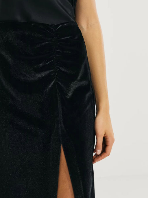 Юбка миди из бархата с разрезом / Zarina