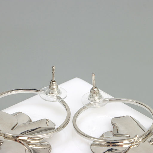 Серьги металл «Цветок» минор, цвет серебро