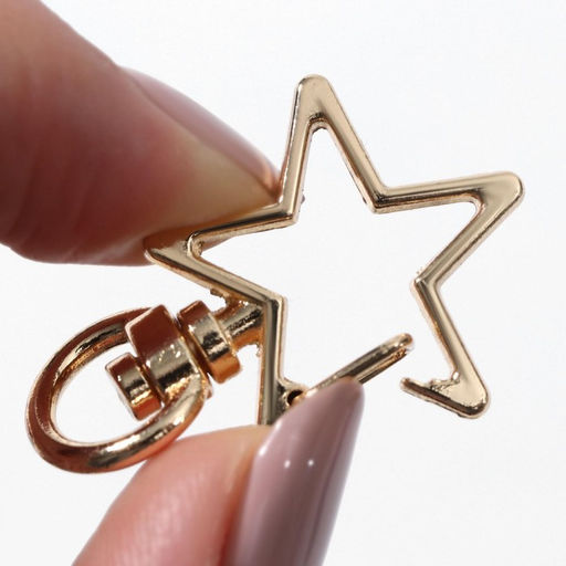 Карабин металлический Звезда, 34 24 мм / 8 2,2 мм, 5 шт, цвет золотой - Арт узор фото 3