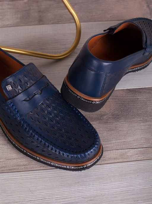 Слиперы мужские от производителя/ Лоферы/ Мокасины на все случие жизни 310-01-L1 Темно-синий - Piniolo фото 4