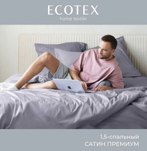 Постельное белье Моноспейс 1,5сп + 2 наволочки, темно-серый