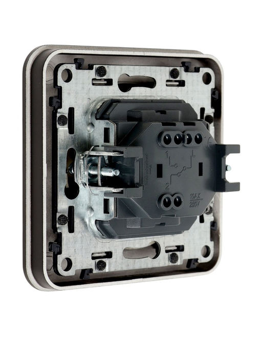 Выключатель проходной, серия Circular, 10 А, одноклавишный, скрытый монтаж, чёрный
