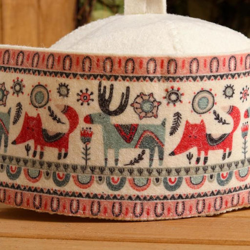 Шапка для бани Лисы, лоси, принт, фетр белый - Simaland фото 2