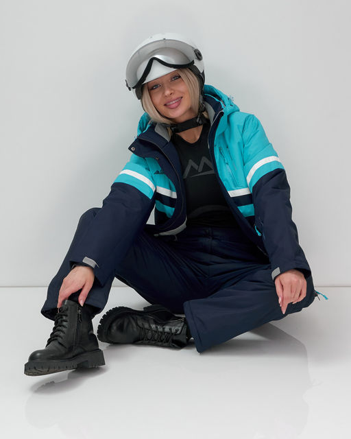 Горнолыжный костюм женский зимний бирюзового цвета 02808Br - Mtforce фото 11