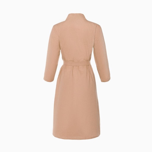 Халат вафельный женский Экономь и Я рукав 3/4, размер 50-52, бежевый, 100% хлопок, 200 г/м²