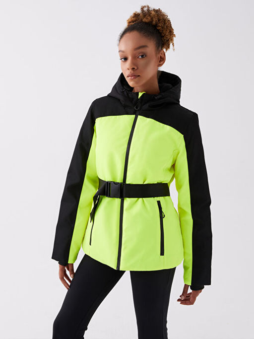 Kap??onlu Renk Bloklu Uzun Kollu Kad?n Kayak Montu - Waikiki фото 2