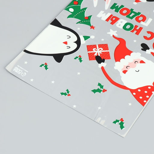 Цена за 20 шт. Пакет подарочный новогодний пластиковый «Новогодняя суматоха», 20 х 30 см