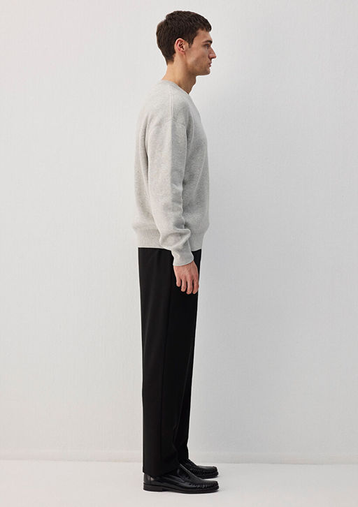 Bisiklet Yaka Oversize Gri Kazak - Mavi фото 6