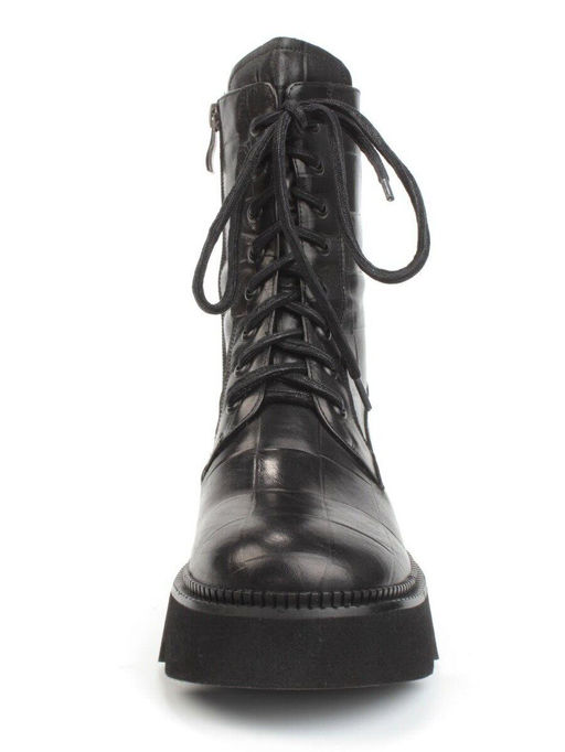 01-C1110-1 BLACK Ботинки демисезонные женские (натуральная кожа, байка)