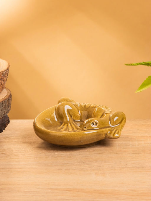 Мыльница Хвостатый геккон, 11113 см, керамика, коричневая