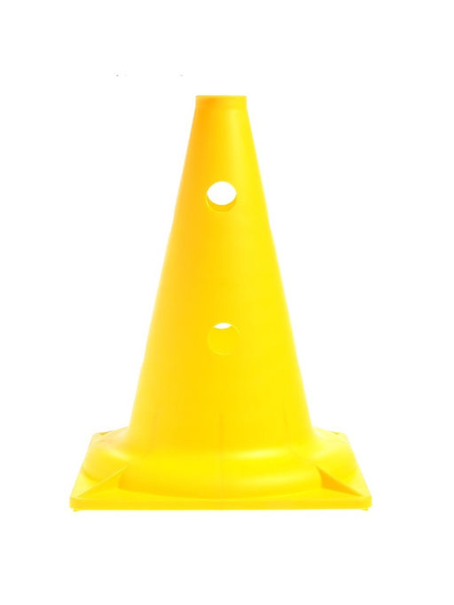 Конус - фишка, пластиковая, спортивная, разметочная, с отверстиями, 32 см, цвет жёлтый