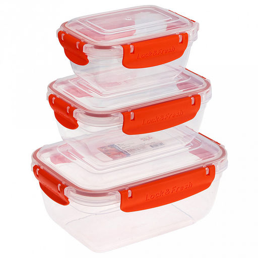 Контейнер для продуктов пластмассовый Мастер набор 3шт: 0,4л, 0,8л, 1,4л, прямоугольный, с клипсами, воздухонепроницаемый (герметичный), съемный силиконовый уплотнитель, подходит для СВЧ (Россия) - Домашняя мода фото 4