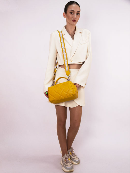 LACCOMA сумка Кристи-Ф826-желтый эко кожа хлопок фото 3