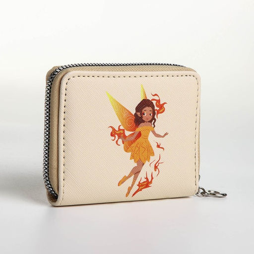 Кошелёк на молнии «Фея огня», отдел для карт, для монет, бежевый
