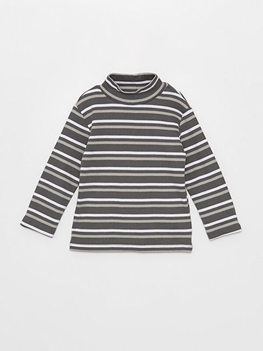 Bal?k?? Yaka Uzun Kollu ?izgili Erkek Bebek Ti??rt