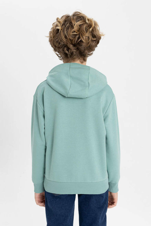 Толстовка с капюшоном и принтом для мальчиков - Defacto фото 4