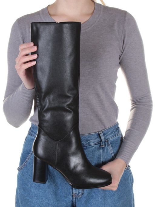 02-K91-D1 BLACK Сапоги зимние женские (натуральная кожа, натуральный мех (еврозима)) - Фабричный китай фото 4