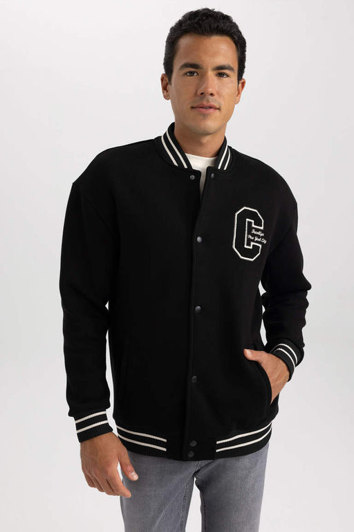 Кардиган оверсайз на мягкой подкладке с воротником-бомбером и принтом - Defacto фото 6