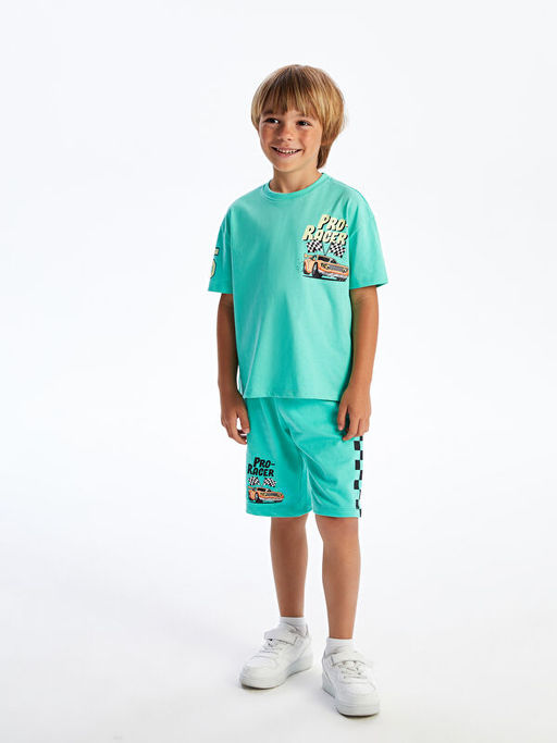 Beli Lastikli Bask?l? Erkek ?ocuk ?ort