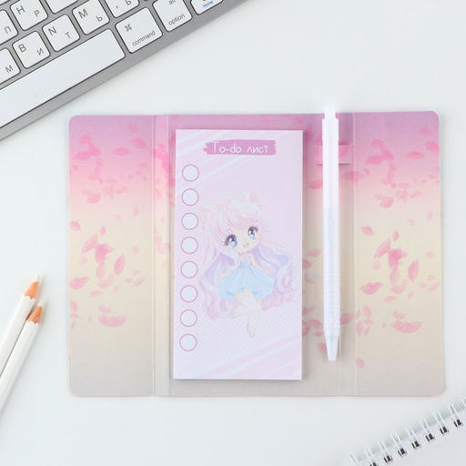 Подарочный набор, планинг-стикеры 30 л., ручка пластик Аниме - Artfox фото 2