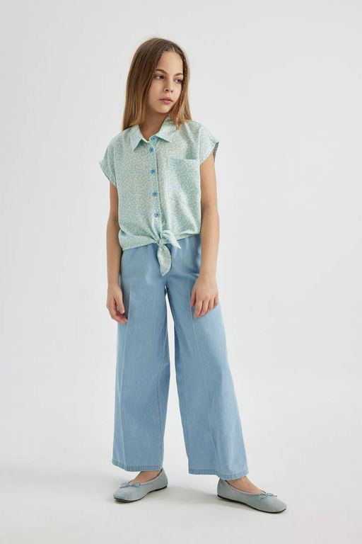 Широкие джинсовые брюки для девочек - Defacto фото 3