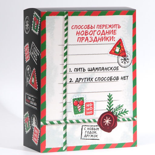 Цена за 2 шт. Коробка подарочная новогодняя складная «Пережить праздники», 22 х 30 х 10 см, Новый год