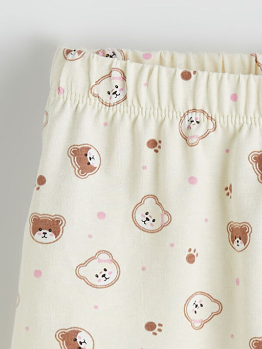 Bask?l? Penye K?z ?ocuk Pijama Alt