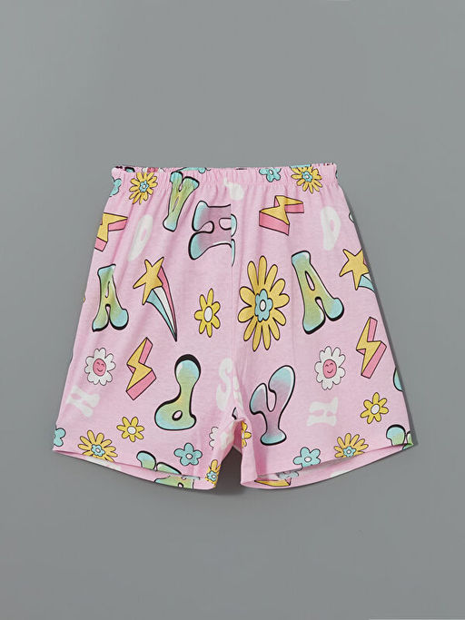 Beli Lastikli Bask?l? K?z ?ocuk Pijama ?ort