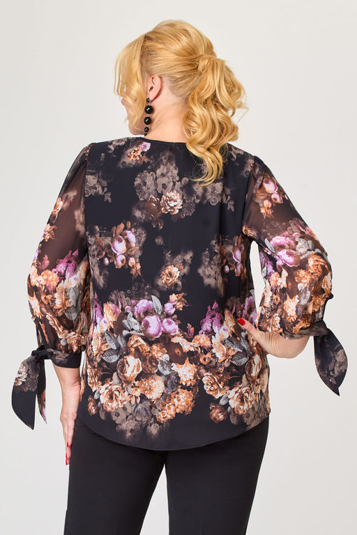 Блуза Svetlana Style 1737 черный+цветы