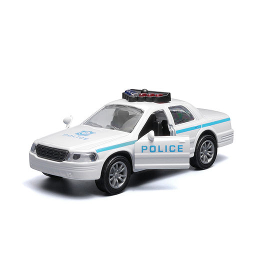 Белая с синей полосой инерционная машинка полицейская die-cast , 1:32