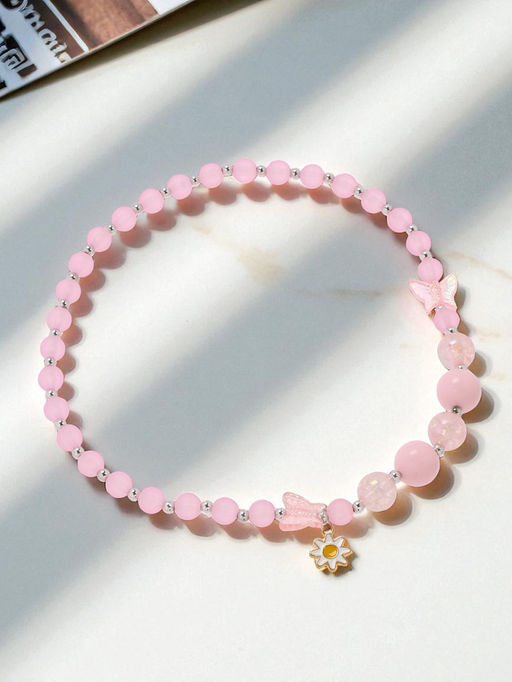 Бусы детские Выбражулька «Бабочка с ромашкой», розовые