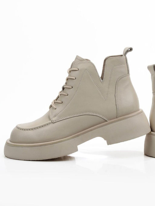 01-XKL22-107R LT. BEIGE Ботинки демисезонные женские (натуральная кожа, байка)