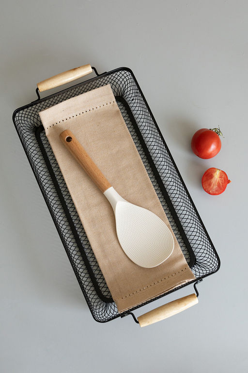 Ложка для мультиварки молочный силикон+нейлон, ручка из бука - Denastia фото 2