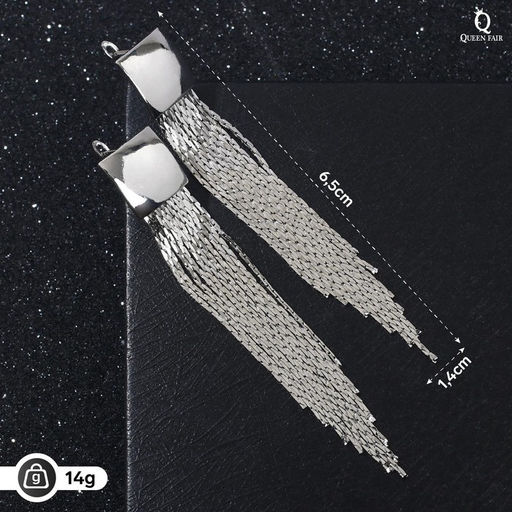 Серьги висячие Голливуд квадрат и нити, цвет серебро, 6,5см - Queen fair фото 8