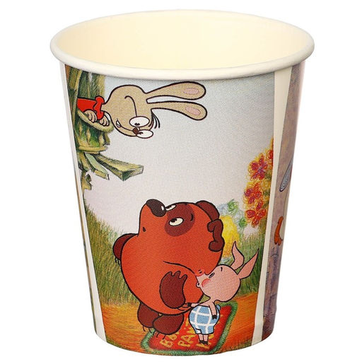 Цена за 10 шт. Стакан одноразовый бумажный "С Днем Рождения!", 250 мл, Союзмультфильм