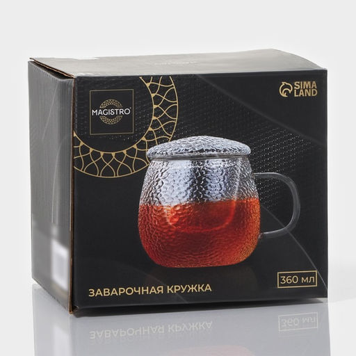 Кружка для заваривания Magistro «Сара» с крышкой, 360 мл, 12×9×10.1 см