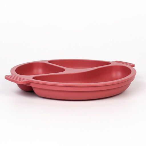 Тарелка детская 3 секции, M&B, 22.5×19.5×3, силикон, вишневый