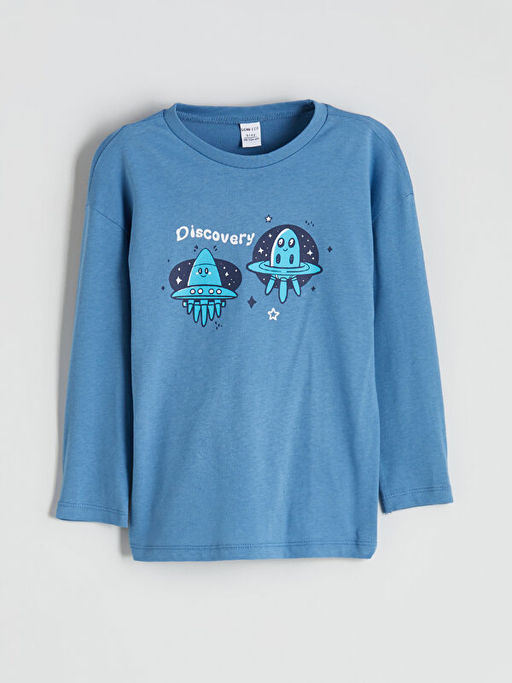 Bask?l? Erkek ?ocuk Ti??rt ve Pantolon 2li