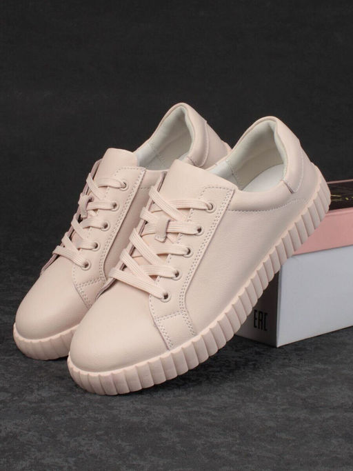 05-PDA175-3 BEIGE/PINK Кроссовки женские (натуральная кожа)