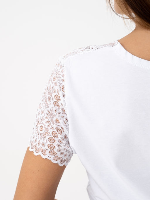 Футболка с кружевом.арт.133-5,белая - Binita фото 6