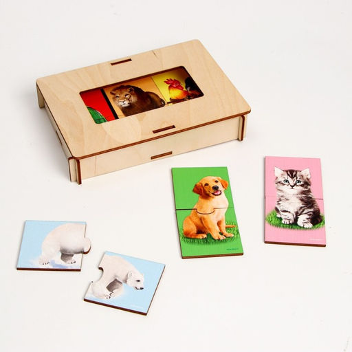 Пазл двойной Животные (головоломка), 12 пазлов, 24 детали - Лесная мастерская фото 18