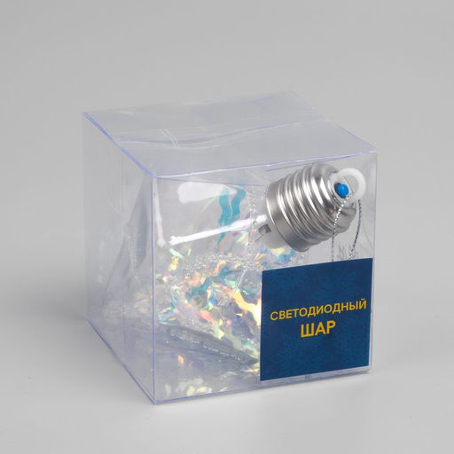 Ёлочный шар Морозный кристалл, 11х7.5 см, 1 LED, от батареек, свечение RGB - Luazon lighting фото 6