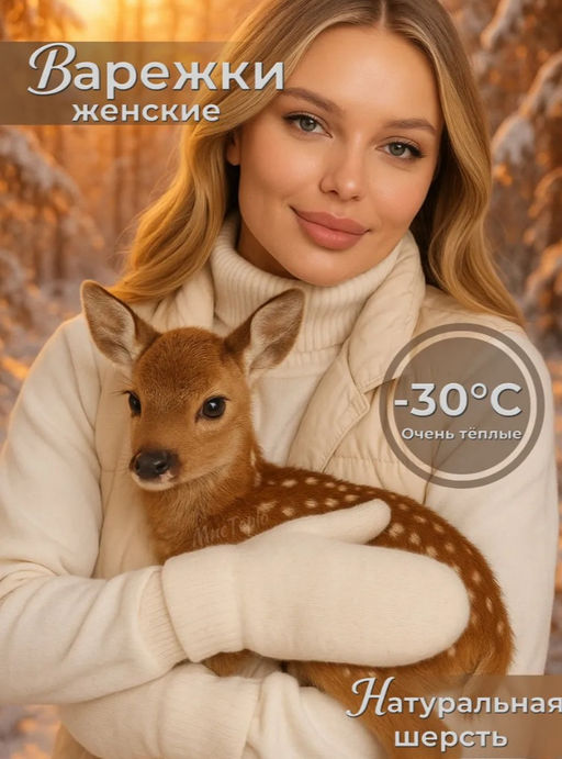 K13167 Варежки (шерсть) БЕЛЫЙ