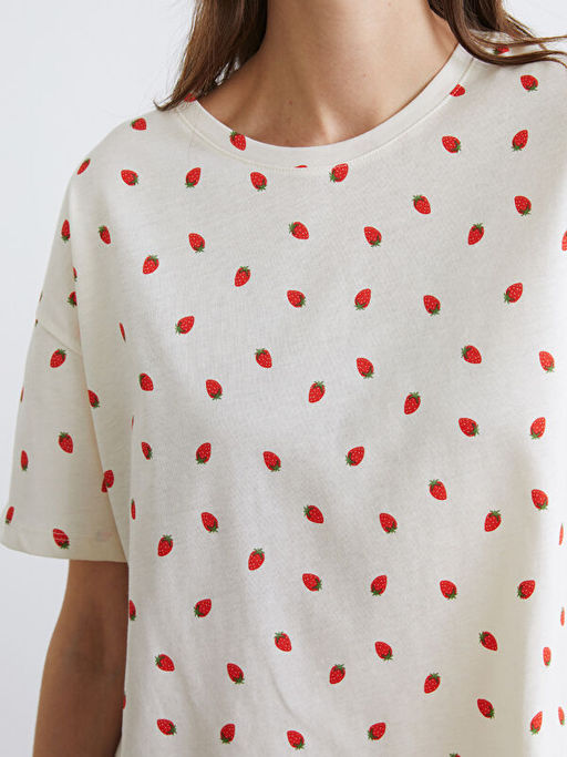 Bisiklet Yaka Desenli Kad?n Pijama Tak?m?